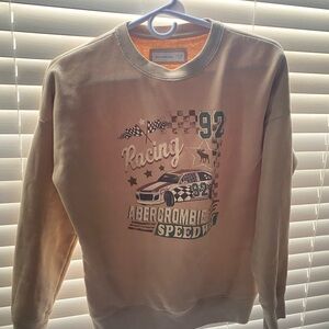 Abercrombie Kids Racing Graphic Crewneck Sweater - Cream